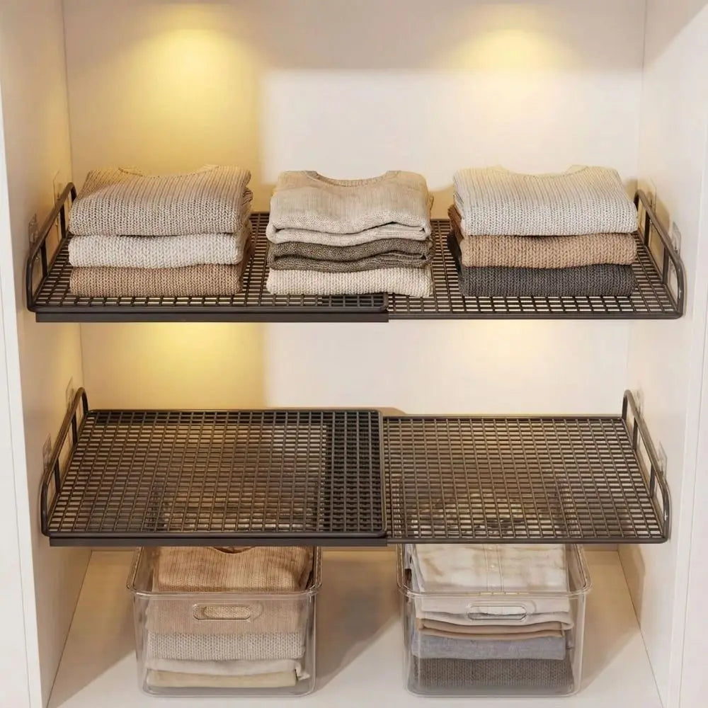 Expandable Cabinet Shelf Divider, Carbon Steel No-Drill Closet Organizer with Adjustable Width in Small, Medium or Large - product view 6