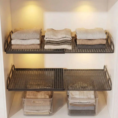 Expandable Cabinet Shelf Divider, Carbon Steel No-Drill Closet Organizer with Adjustable Width in Small, Medium or Large - product view 6