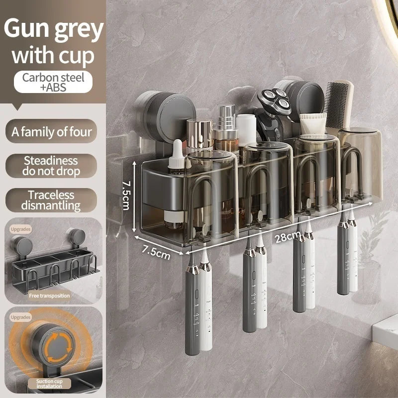 Suction Cup Electric Toothbrush Holder with Cup, toothbrush wall holder product view 3