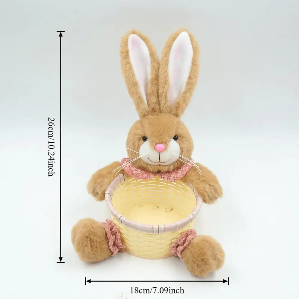Easter Bunny Basket, Waterproof Wicker Treat Holder for Candy, Eggs and Snacks, 26 x 18 x 11 cm, Pink or Green - product view 1