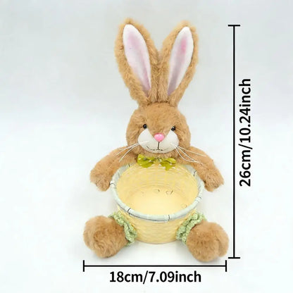 Easter Bunny Basket, Waterproof Wicker Treat Holder for Candy, Eggs and Snacks, 26 x 18 x 11 cm, Pink or Green - product view 2