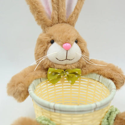 Easter Bunny Basket, Waterproof Wicker Treat Holder for Candy, Eggs and Snacks, 26 x 18 x 11 cm, Pink or Green - product view 6