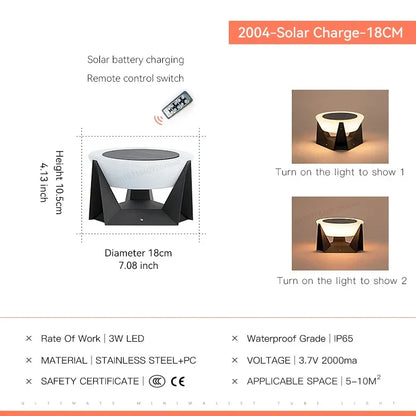 Solar Post Cap Light, Stainless Steel LED Garden Lantern with Remote Control, 3 Sizes for Fence, Gate and Patio Decor - product view 1