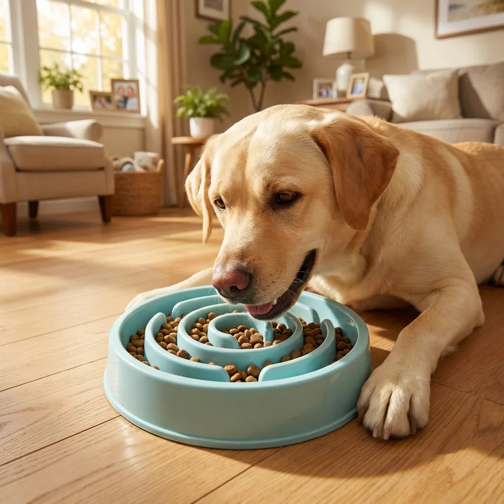 Slow Feeder Dog Bowl, Plastic Interactive Feeding Bowl for Dogs and Cats, Non-Slip Maze Design for Healthier Mealtimes - product view 4