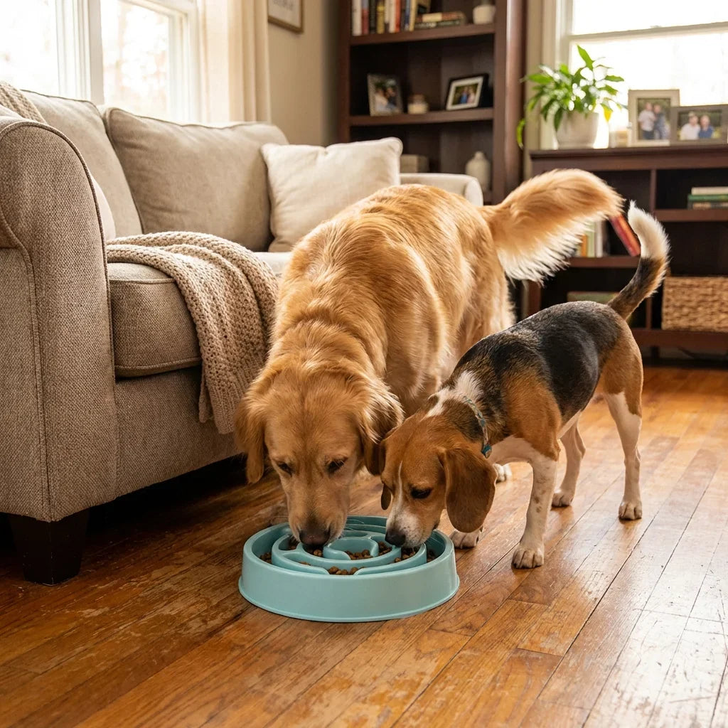 Slow Feeder Dog Bowl, Plastic Interactive Feeding Bowl for Dogs and Cats, Non-Slip Maze Design for Healthier Mealtimes - product view 5