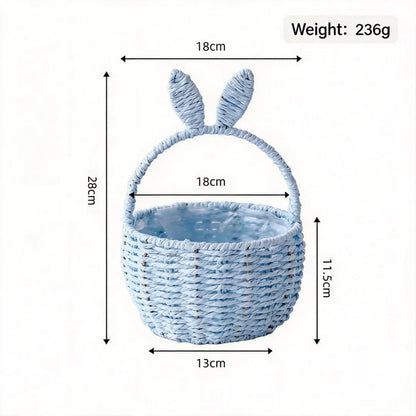 Bunny Ear Easter Gift Basket, Reusable Plastic Storage and Flower Basket, 29 × 20 × 19 cm, Beige, Pink, Yellow or Blue - product view 2