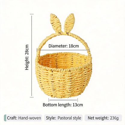 Bunny Ear Easter Gift Basket, Reusable Plastic Storage and Flower Basket, 29 × 20 × 19 cm, Beige, Pink, Yellow or Blue - product view 5