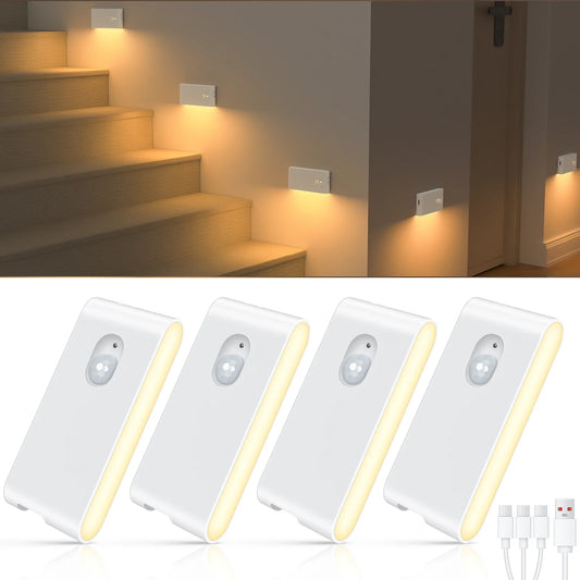 Rechargeable Motion Sensor Stair Light, Wireless LED Night Lamp with Touch Control, 2700K Warm White, Magnetic Mount - product view 1
