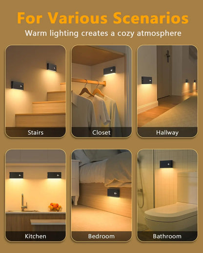 Rechargeable Motion Sensor Stair Light, Wireless LED Night Lamp with Touch Control, 2700K Warm White, Magnetic Mount - product view 5