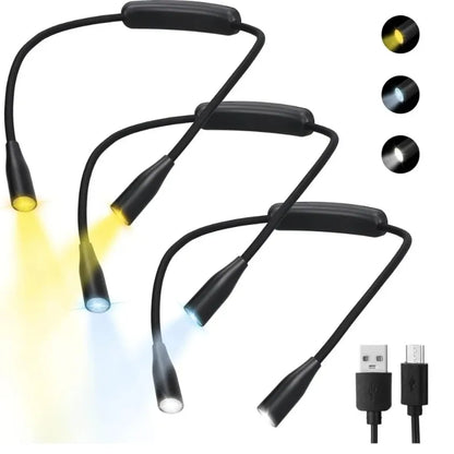 Rechargeable Neck Reading Light, LED Book Lamp with Flexible Arms, 3 Light Colors and 9 Brightness Levels for Reading - product view 3