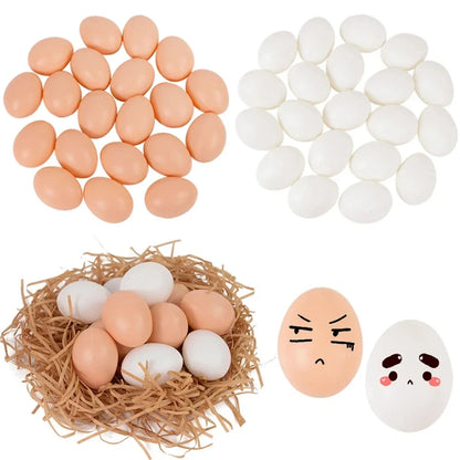 Easter Simulation Eggs, PVC DIY Painting Craft Decorations, 10-Piece or 30-Piece Sets, Deep Pink or Milky White - product view 3