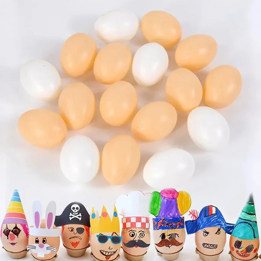 Easter Simulation Eggs, PVC DIY Painting Craft Decorations, 10-Piece or 30-Piece Sets, Deep Pink or Milky White - product view 5