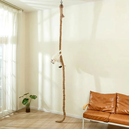 Cat Scratching Post Climbing Rope, SISAL, Ceiling or Wall Mount, Ring Hook, Wall Hook and Screws, 9.8 ft for Indoor Cats - product view 2