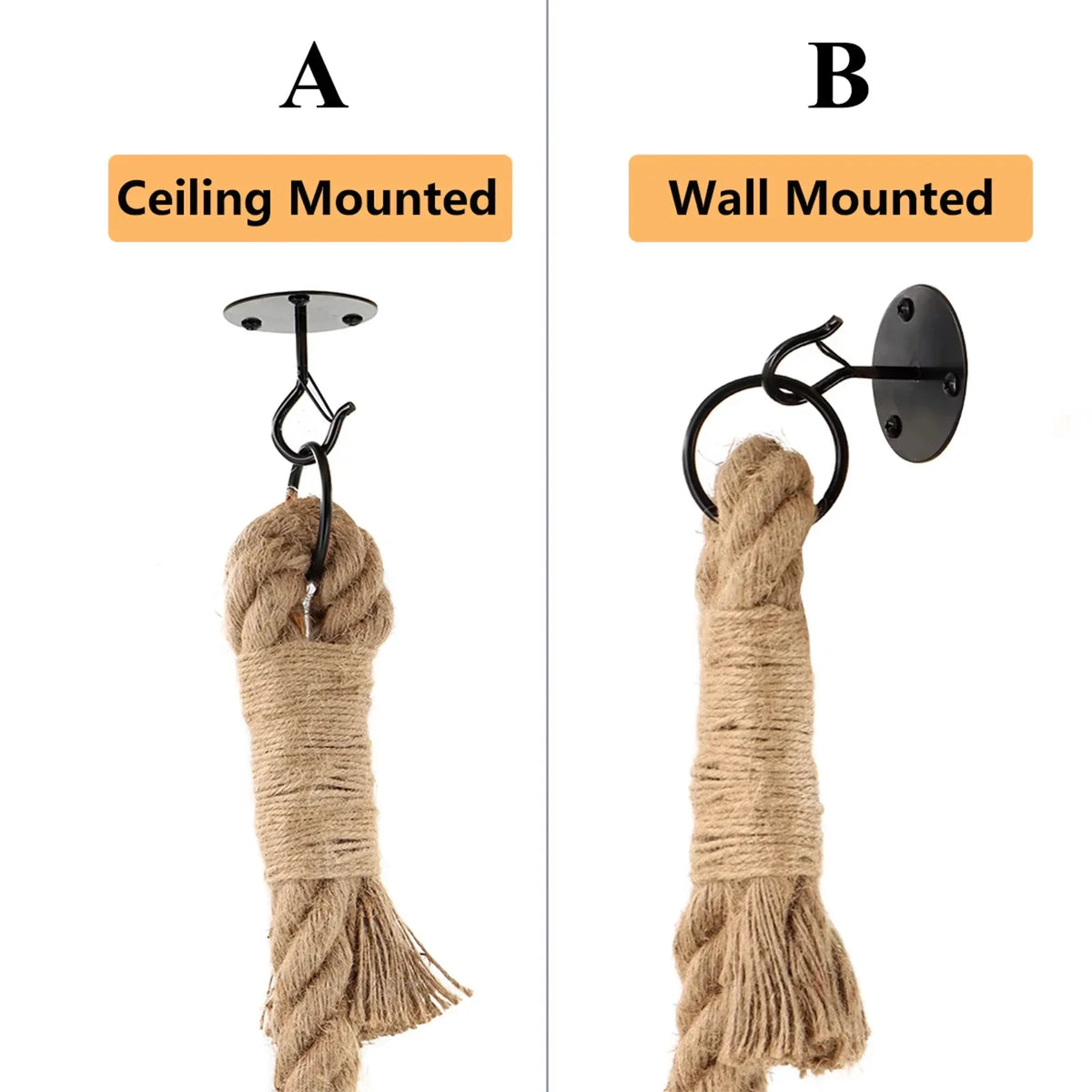 Cat Scratching Post Climbing Rope, SISAL, Ceiling or Wall Mount, Ring Hook, Wall Hook and Screws, 9.8 ft for Indoor Cats - product view 5