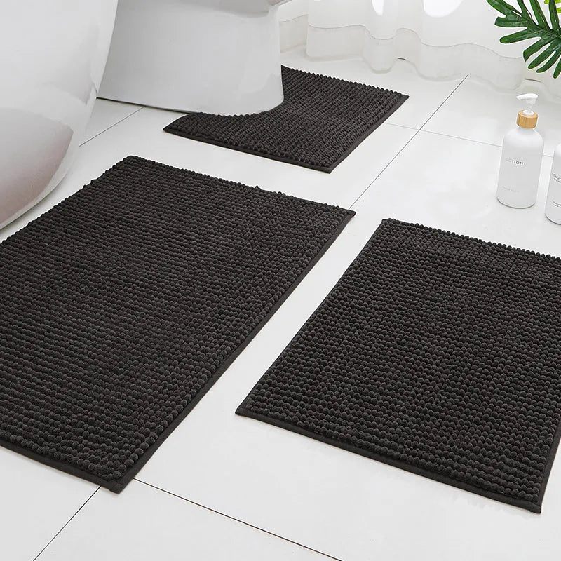 3-Piece Bathroom Mat Set, Rubber Shower Mat and Toilet Floor Mats, Solid Modern Design, Machine-Made, Multiple Colors - product view 4