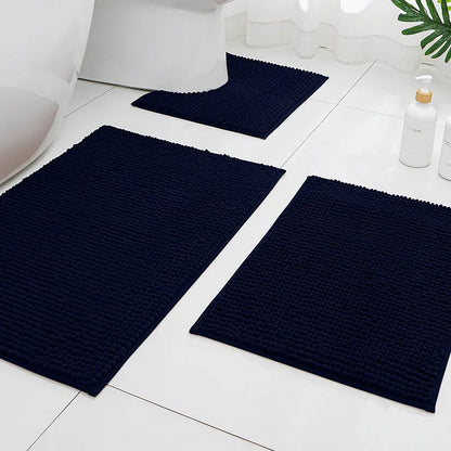 3-Piece Bathroom Mat Set, Rubber Shower Mat and Toilet Floor Mats, Solid Modern Design, Machine-Made, Multiple Colors - product view 5