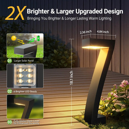 Solar Pathway Lights, IP65 Waterproof LED Landscape Lighting with 3500K Warm White Glow, 1000mAh Battery for Yard and Walkways - product view 2