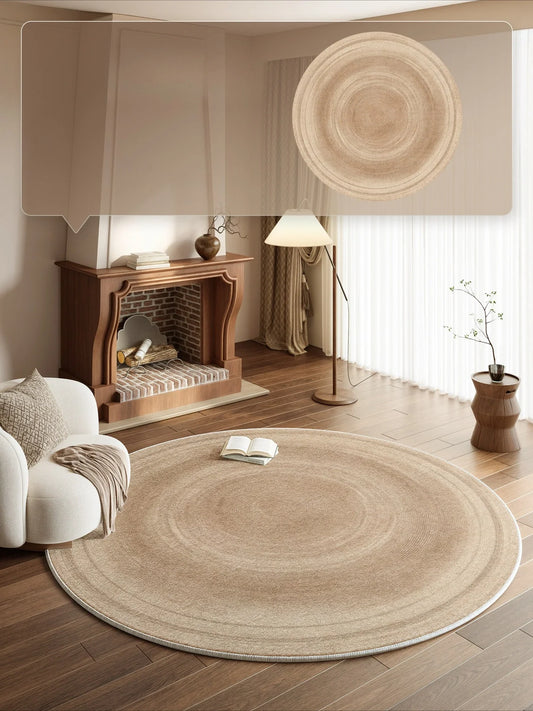 Round Geometric Area Rug, French Style Machine-Made Vinyl-Backed Floor Mat for Bedroom, Bathroom and Living Room - product view 1