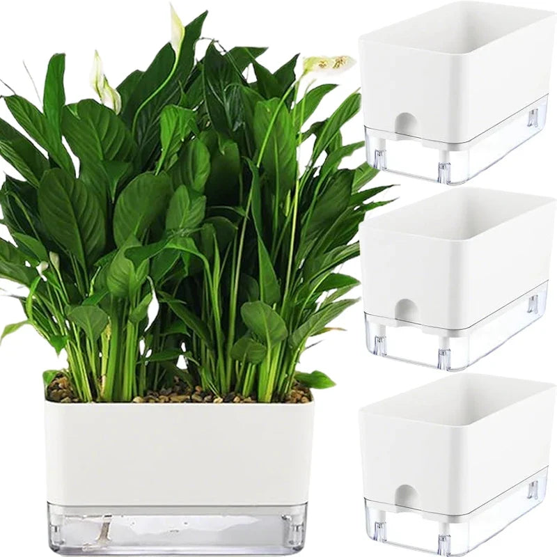 Self-Watering Flower Pot, Plastic Double-Layer Planter with Drainage Hole, S/M/L Sizes for Home Garden Plants - product view 4