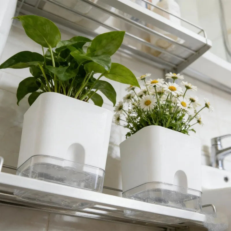 Self-Watering Flower Pot, Plastic Double-Layer Planter with Drainage Hole, S/M/L Sizes for Home Garden Plants - product view 6