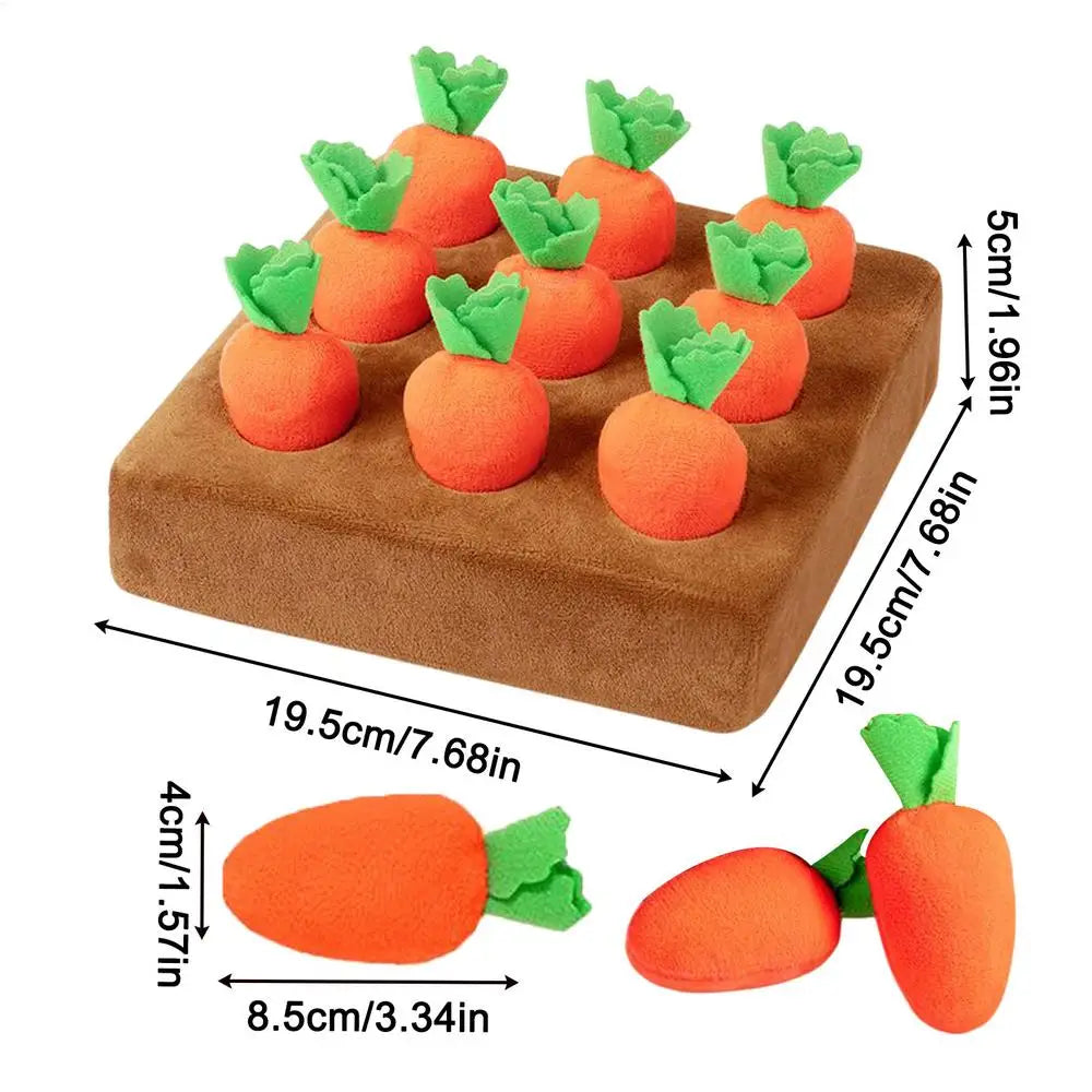 Dog Snuffle Mat with 9 Plush Carrots, Fleece Enrichment Puzzle Toy for Foraging, Slow Feeding and Indoor Activity - product view 1