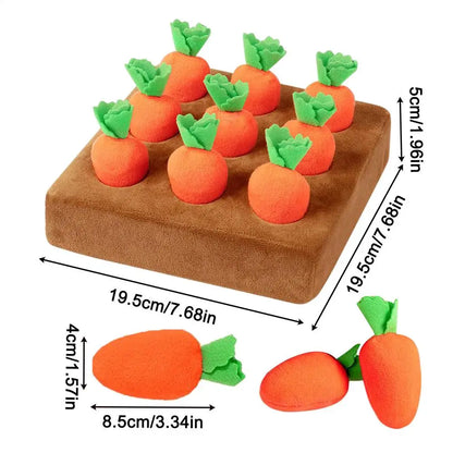 Dog Snuffle Mat with 9 Plush Carrots, Fleece Enrichment Puzzle Toy for Foraging, Slow Feeding and Indoor Activity - product view 1