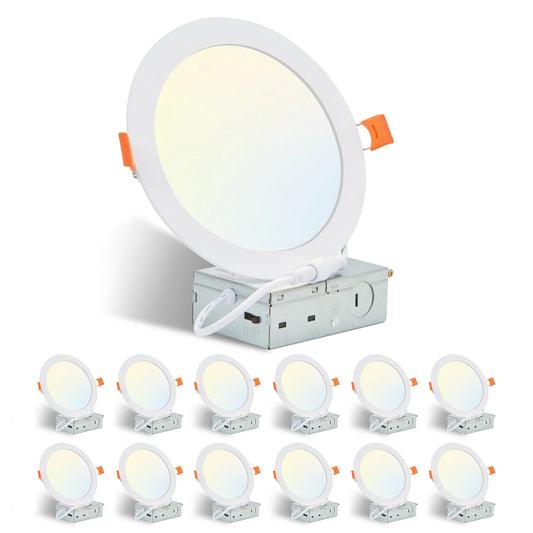 Dimmable LED Recessed Ceiling Light, 110V Aluminum and PVC Downlight, Touch On/Off, White, 4-Inch 9W or 6-Inch 12W - product view 1