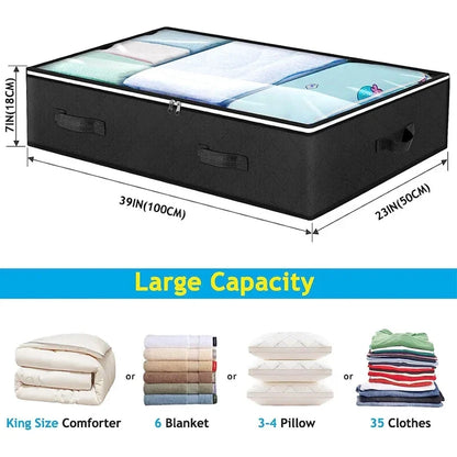 Quilt Storage Bag, Foldable Non-Woven Underbed Organizer, Dust and Moisture-Resistant Clothes Container, 1 or 2 Pieces - product view 5