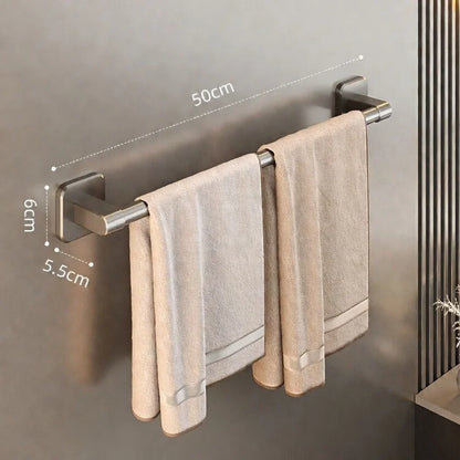 Wall Mounted Aluminum Towel Rack with Hook, Space-Saving Bathroom Towel Bar in 30cm, 40cm or 50cm Sizes - product view 2