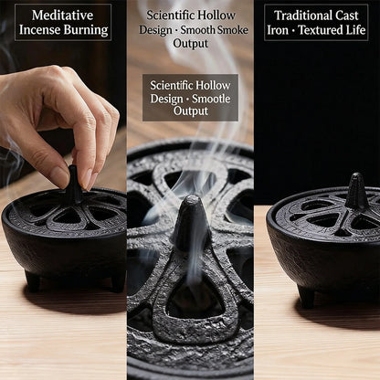Small Cast Iron Incense Burner with Lid, Metal Bowl Holder for Sticks, Resin and Cone Incense Home Décor - product view 2