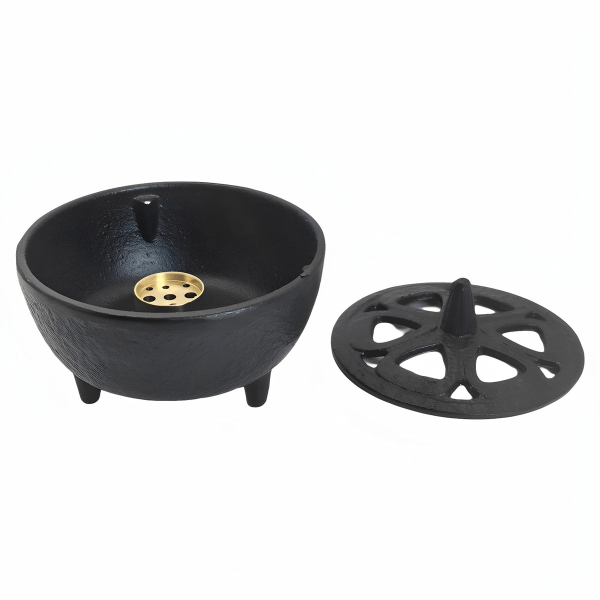 Small Cast Iron Incense Burner with Lid, Metal Bowl Holder for Sticks, Resin and Cone Incense Home Décor - product view 4