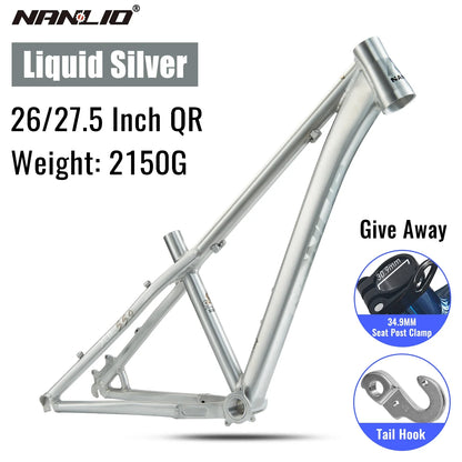 Aluminum Alloy Mountain Bike Frame, Hardtail MTB Frame for 26 and 27.5 Inch Builds, Four Statement Colors - product view 2