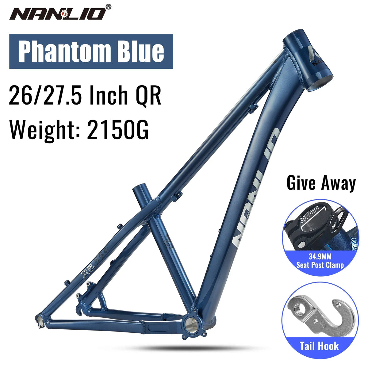 Aluminum Alloy Mountain Bike Frame, Hardtail MTB Frame for 26 and 27.5 Inch Builds, Four Statement Colors - product view 3