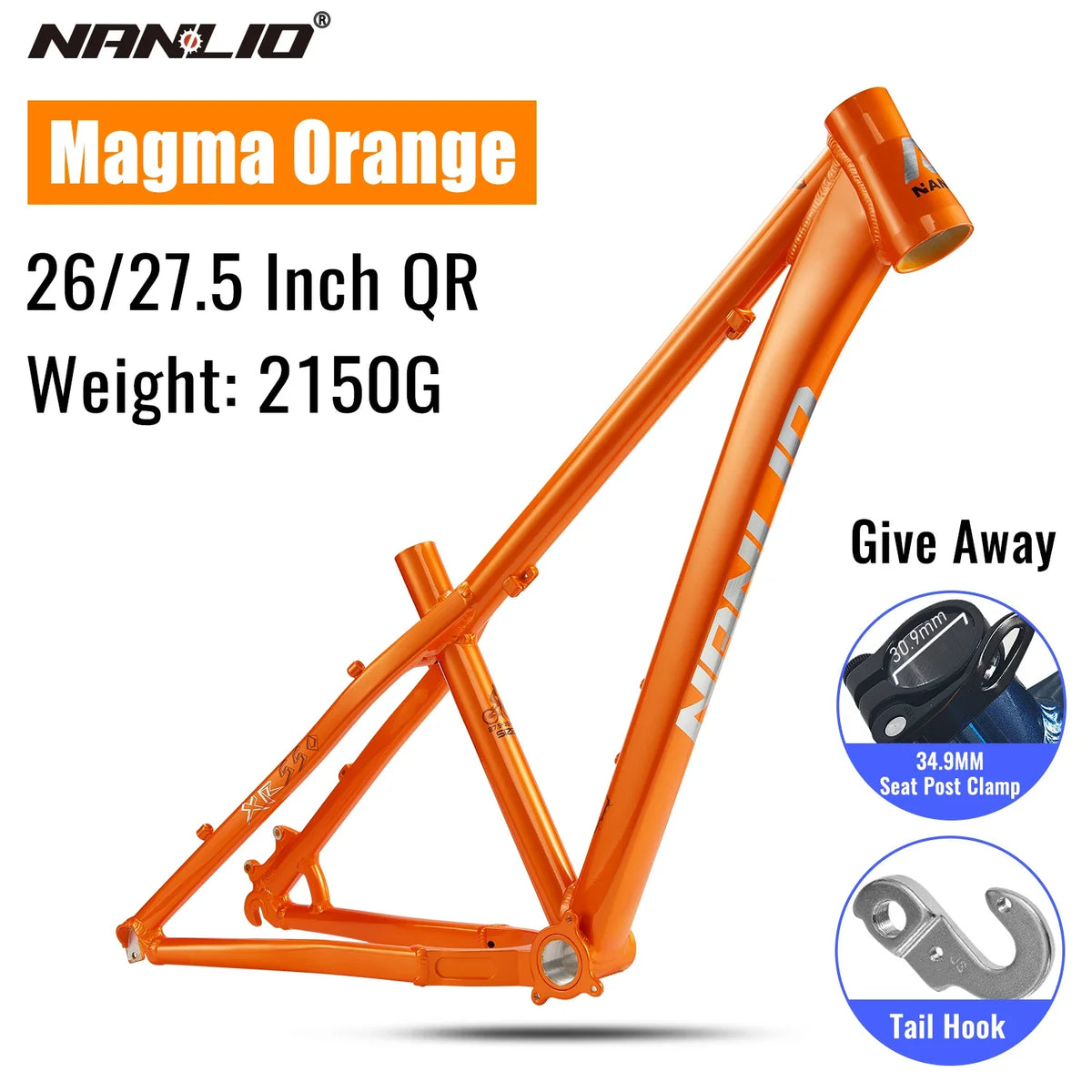 Aluminum Alloy Mountain Bike Frame, Hardtail MTB Frame for 26 and 27.5 Inch Builds, Four Statement Colors - product view 4