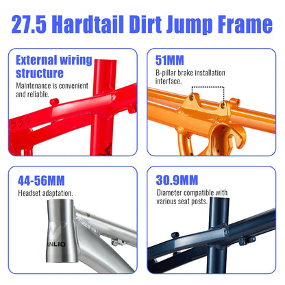 Aluminum Alloy Mountain Bike Frame, Hardtail MTB Frame for 26 and 27.5 Inch Builds, Four Statement Colors - product view 6