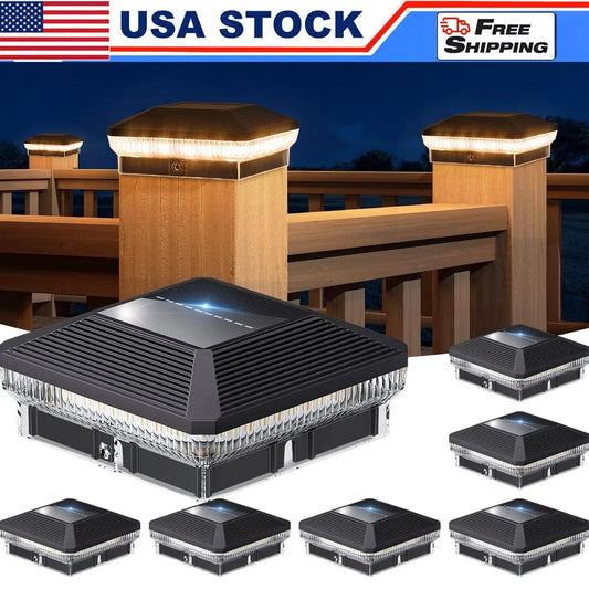 Solar Fence Post Lights, 40-LED 30-Lumen Outdoor Post Caps, 3 Light Modes, Automatic ABS Garden Lights, 6 or 12 Pack - product view 1