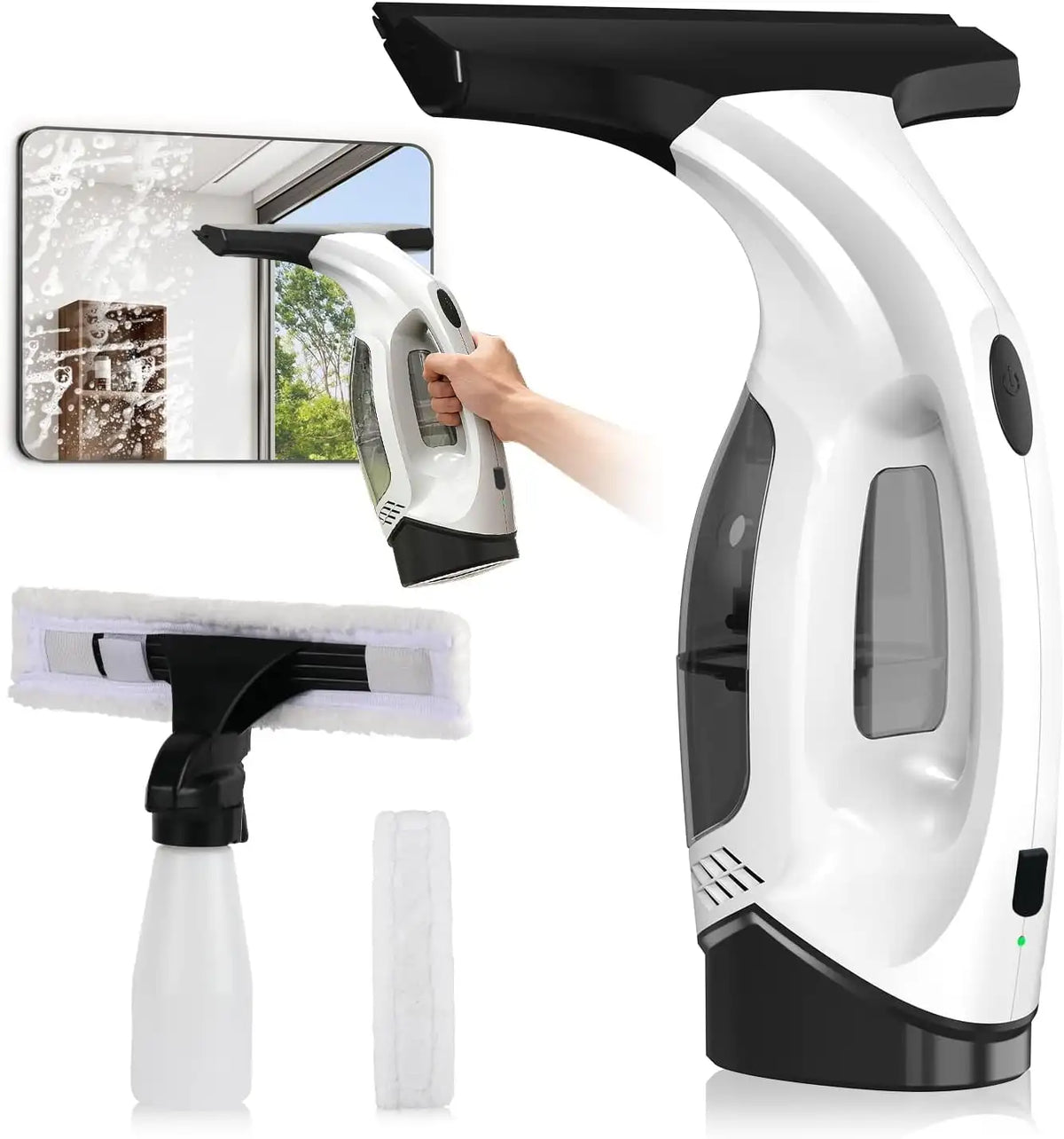 Cordless Window Vacuum Squeegee, 2000Pa Suction, 2200mAh Battery, 150mL Tank, 280mm Blade for Glass and Tiles - product view 1