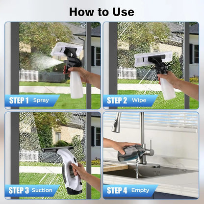 Cordless Window Vacuum Squeegee, 2000Pa Suction, 2200mAh Battery, 150mL Tank, 280mm Blade for Glass and Tiles - product view 6