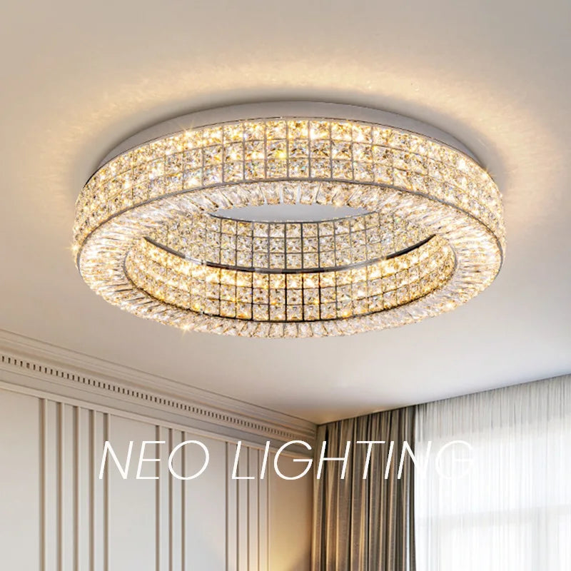 Modern Crystal Ceiling Light, Dimmable AC Fixture, Plated Stainless Steel, 90–260V, 5 Diameter Options for Bedroom or Dining Room - product view 6