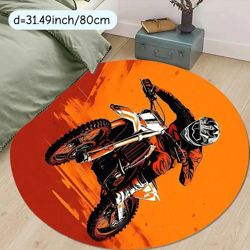 Round Printed Floor Mat, Anti-Slip PVC Backing, Flannel and Sponge Construction, 40cm to 160cm Diameter for Indoor Floors - product view 1