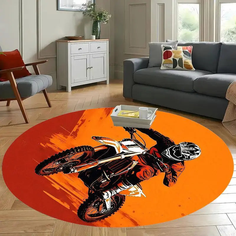 Round Printed Floor Mat, Anti-Slip PVC Backing, Flannel and Sponge Construction, 40cm to 160cm Diameter for Indoor Floors - product view 6