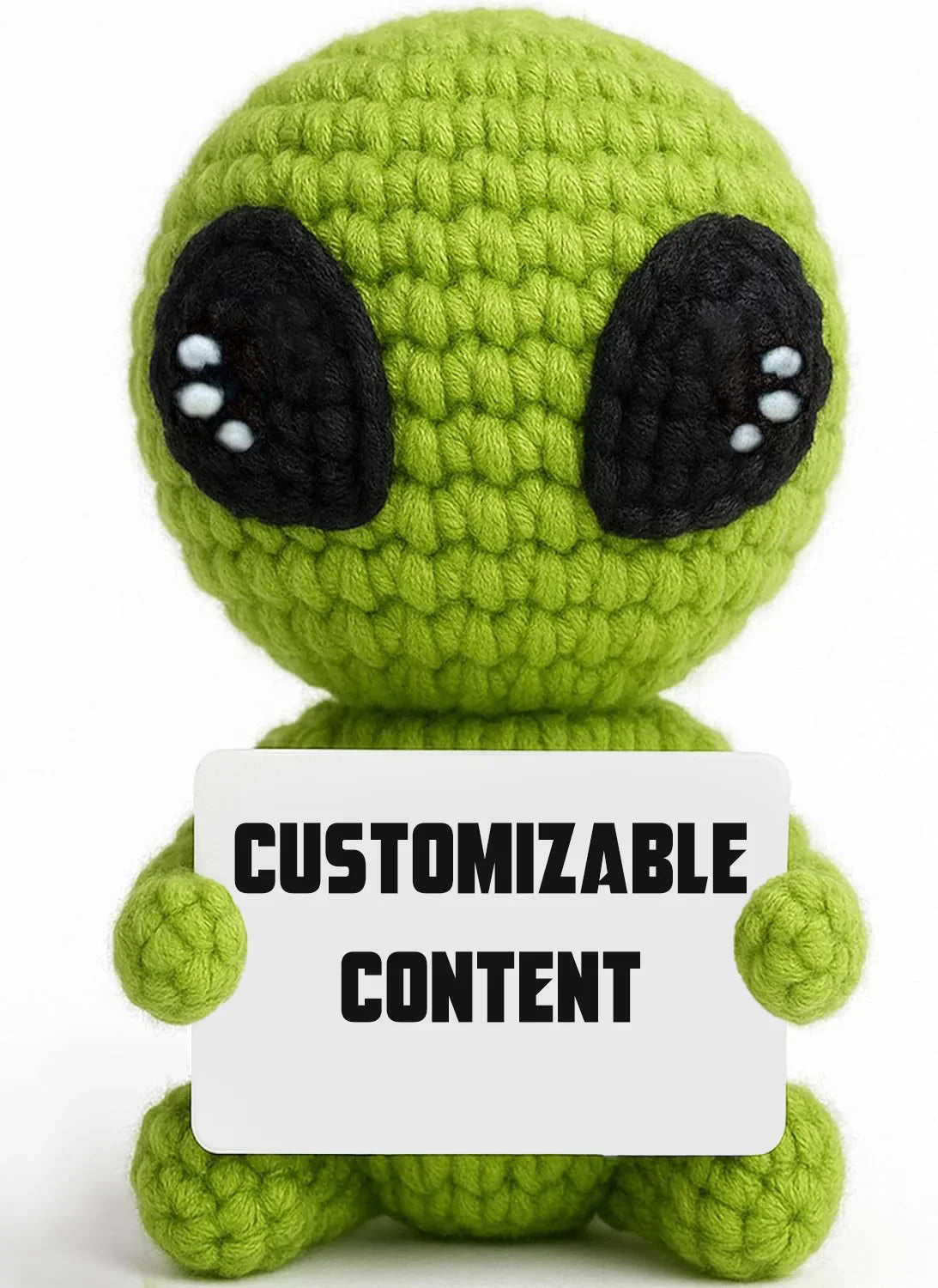 Positive Alien Crochet Doll, Customizable Pocket Hug Gift with Card, Textile & Fabric, Modern Design for Graduation and Birthdays - product view 1
