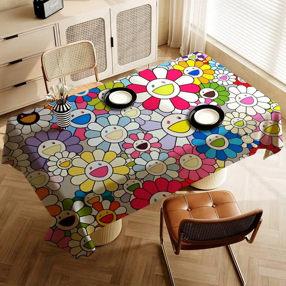 Printed Waterproof Tablecloth, Digital Printing, Polyester-Cotton Blend, Rectangular Sizes for Dining and Outdoor Entertaining - product view 1
