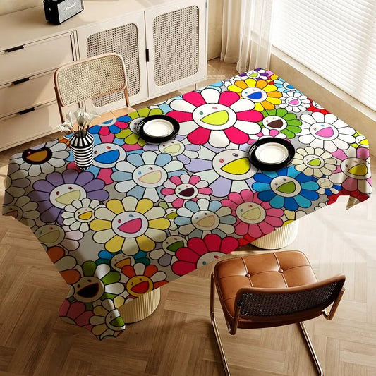 Printed Waterproof Tablecloth, Digital Printing, Polyester-Cotton Blend, Rectangular Sizes for Dining and Outdoor Entertaining - product view 1