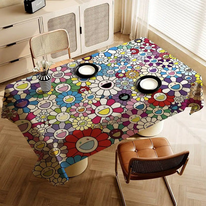 Printed Waterproof Tablecloth, Digital Printing, Polyester-Cotton Blend, Rectangular Sizes for Dining and Outdoor Entertaining - product view 5