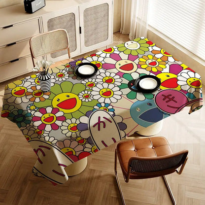 Printed Waterproof Tablecloth, Digital Printing, Polyester-Cotton Blend, Rectangular Sizes for Dining and Outdoor Entertaining - product view 6