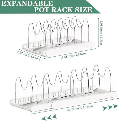 Pull-Out Pot Lid Organizer, Adjustable 8-Compartment Plastic Cabinet Rack for Pots, Pans and Lids, Kitchen Storage in Black, White or Grey - product view 4