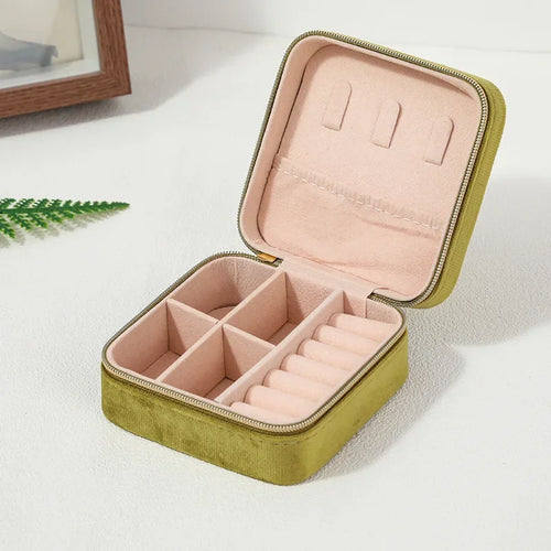 Square Travel Jewelry Organizer, Zipper Storage Case for Rings, Earrings and Necklaces, Reusable Cloth Holder in Multiple Colors - product view 1