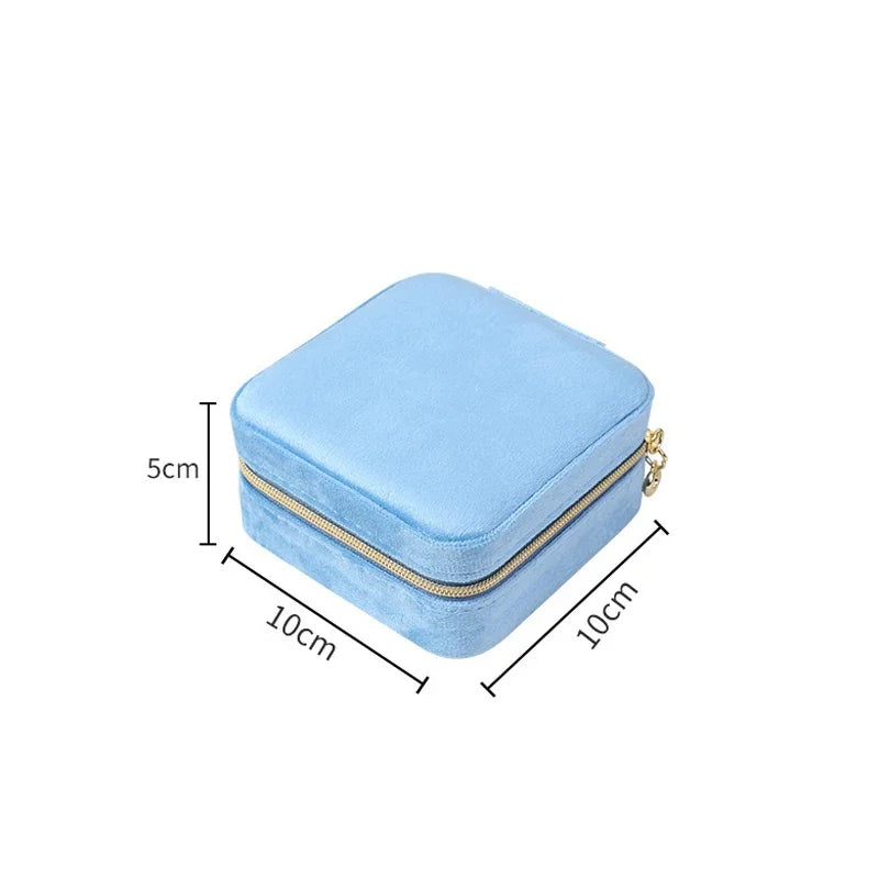 Square Travel Jewelry Organizer, Zipper Storage Case for Rings, Earrings and Necklaces, Reusable Cloth Holder in Multiple Colors - product view 5