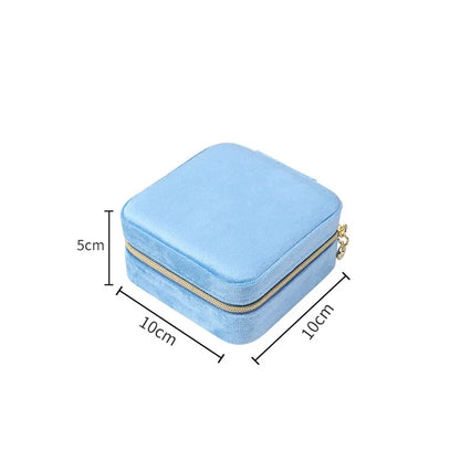 Square Travel Jewelry Organizer, Zipper Storage Case for Rings, Earrings and Necklaces, Reusable Cloth Holder in Multiple Colors - product view 5